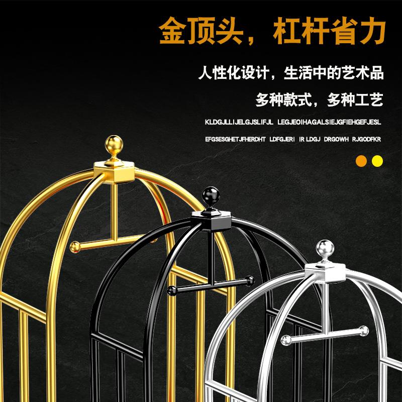 酒店手推车行李平板车不锈钢静音轮机场礼宾送货车加厚手拉箱包车