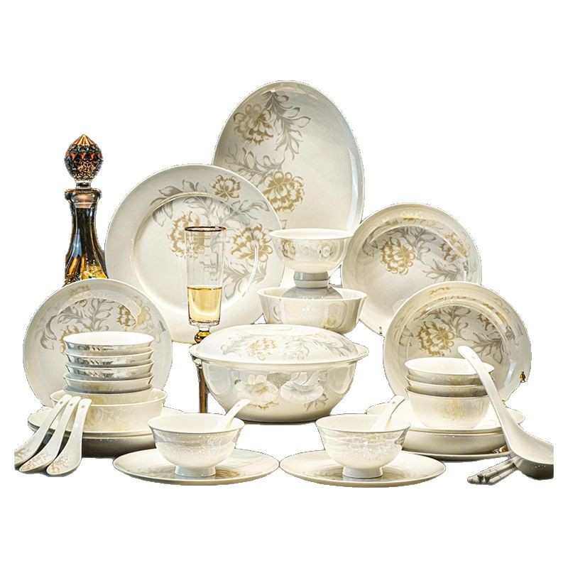 感碗筷2025家用乔迁新款碗碟套装骨瓷景德镇陶瓷餐具碗盘送礼高级