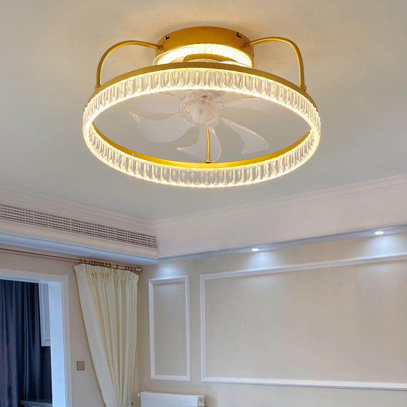 摇头风扇灯卧室吸顶电扇灯家用主卧房间书房灯带风扇一体新款灯具