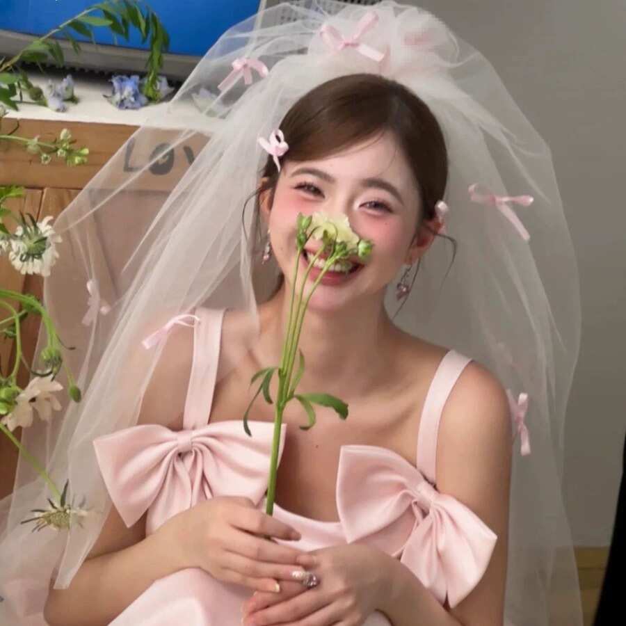 韩式新娘头纱头饰仙美小蝴蝶结珍珠发饰主婚纱造型可爱拍照配饰品