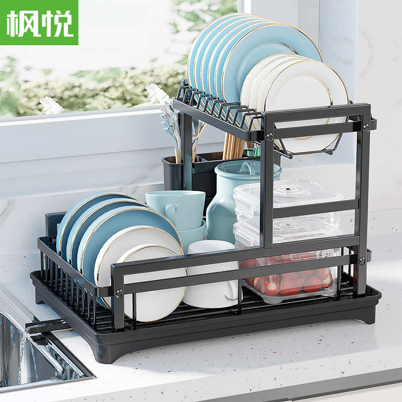 杯子餐具碗碟架铁艺双层沥水碗架厨房放碗筷碟子收纳架