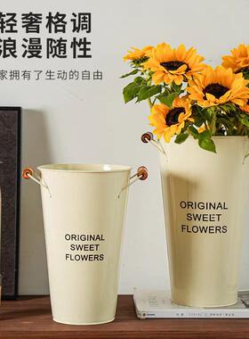 法式醒花桶插花高颜值花店专用花瓶铁艺深水培花桶大号家用鲜花器