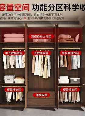 实木衣柜家用卧室收现纳柜代简约济8264型经到实木衣柜一门顶大衣