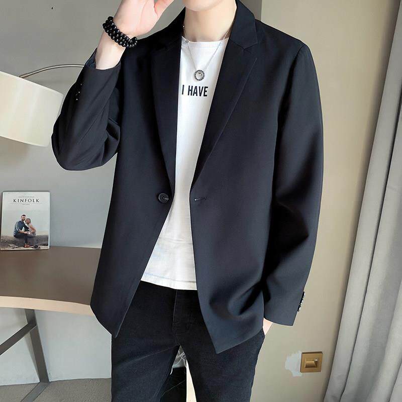 潮牌休闲西装男宽松百搭小西服2025秋季潮流简约上衣韩版帅气外套