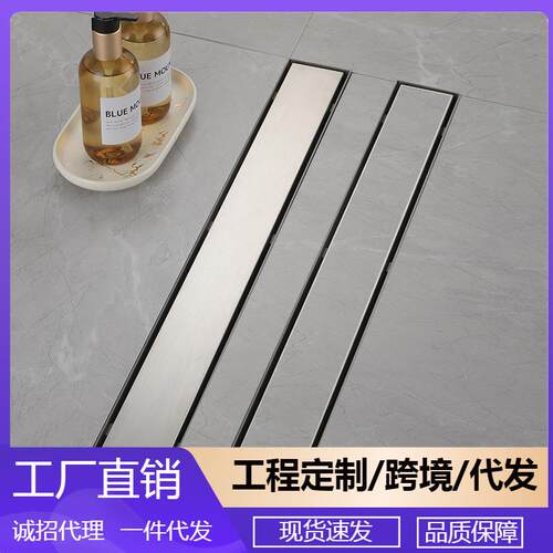 304不锈钢拉丝色防臭防反味卫生间下水道长条形隐藏式地漏DL2218