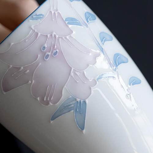 手绘百合公道杯陶瓷公平分茶器玉泥瓷倒茶杯家用功夫茶具单个配件