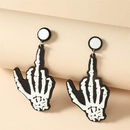 Halloween earrings big black spider Black ghost skeleton han