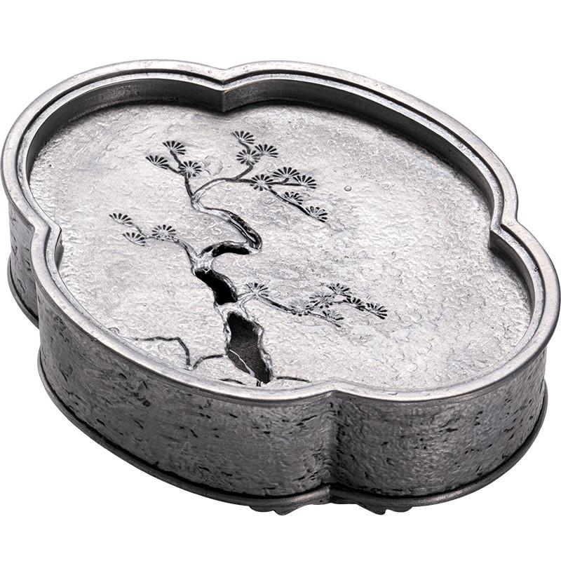 古锡复古壶承中式干泡台茶盘功夫茶具建水养壶托盘蓄水手工茶承