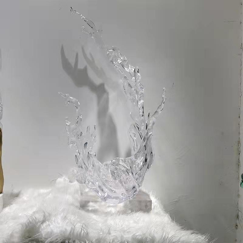 厂家直销透明树脂浪花摆件新中式现代轻奢抽象艺术家居装饰品