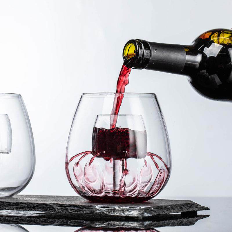 手工快速醒酒红酒杯平脚普通酒杯趣味喷泉杯威士忌醒酒杯耐热水杯