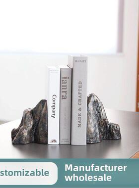 中式客厅、创意假山、办公室、桌面、书架、书夹、书夹、工艺品、