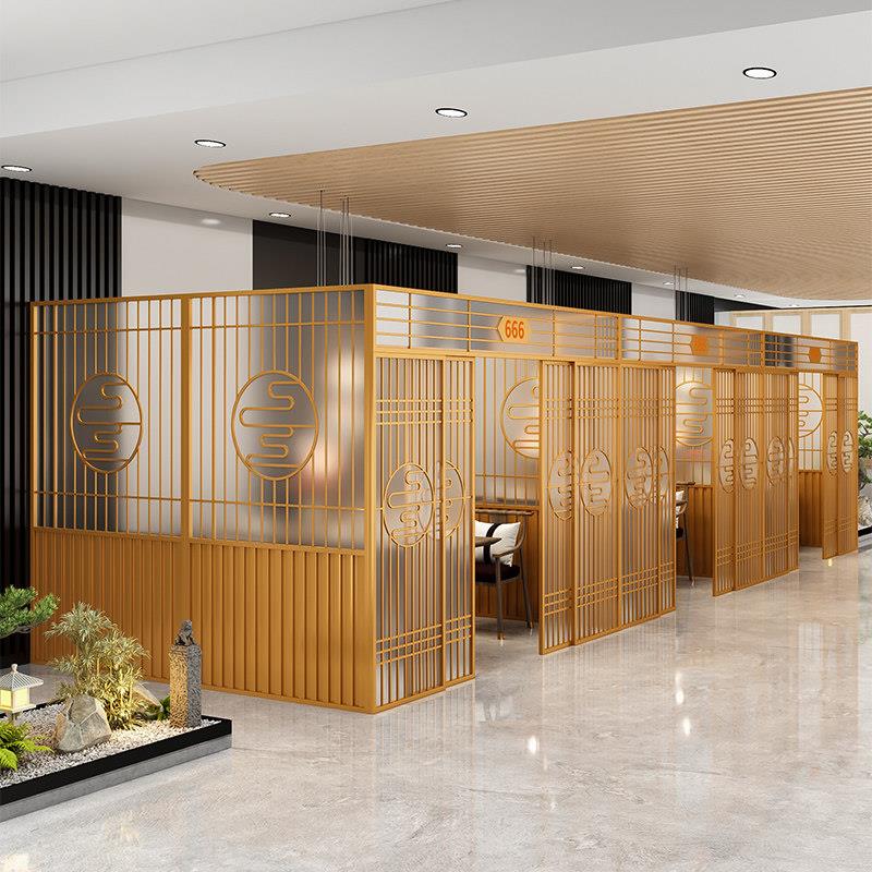 新中式火锅店屏风卡座隔断餐饮店包厢铁艺饭店烧烤店餐厅包间隔栅