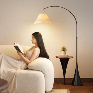 法式中古风落地灯新款客厅沙发旁边一体式置物架牀头柜卧室钓鱼灯