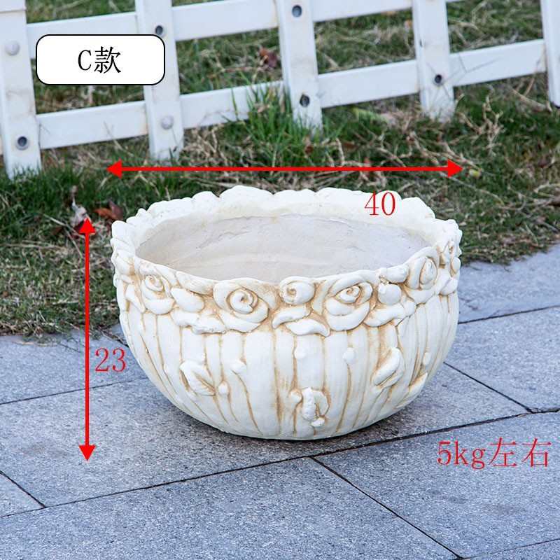 式复古景观大花盆旧罗马柱别墅庭院门口落地装饰户外摆设装饰花盆
