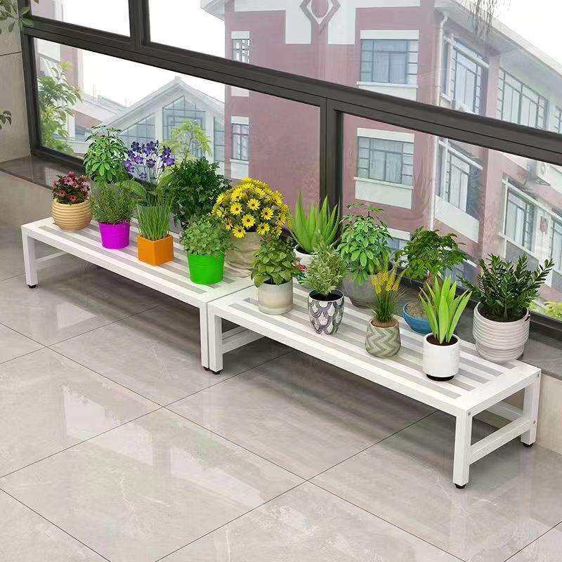 阳台窗台台沿铁艺单层花架一层落地式窄窗台加宽阳台长条花盆架子