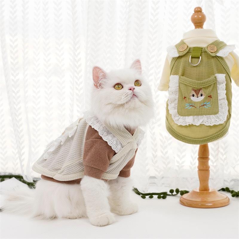 春夏款宠物狗狗猫咪外出卡通背心衣服裙子D扣牵引绳子胸背带用品