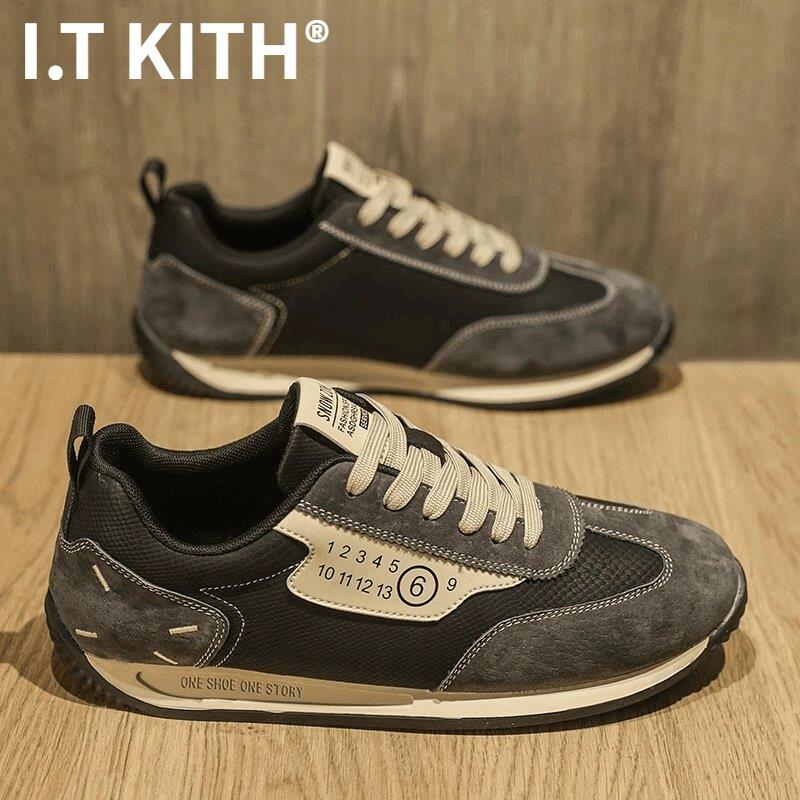 I.T KITH男鞋2026新款春季时尚休闲鞋复古皮面百搭跑步鞋个性小
