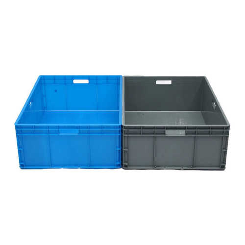 工业灰色塑料加厚周转箱 带盖翻盖箱汽配零件仓储中转物流箱