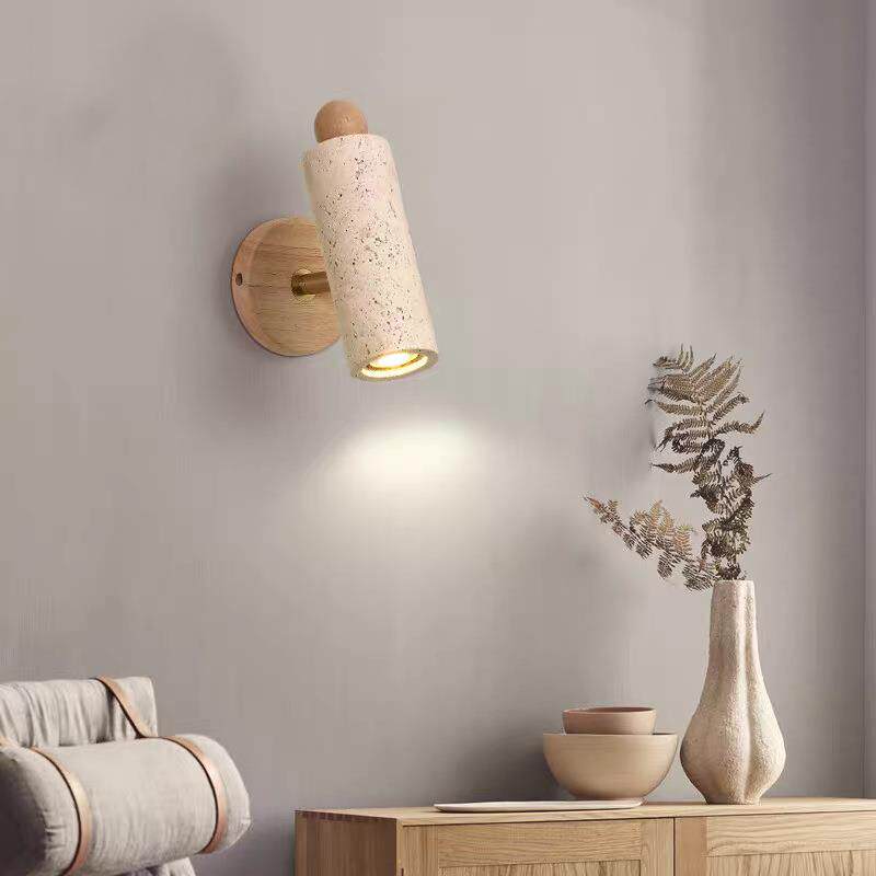 跨境黄洞石侘寂风卧室床头壁灯中古北欧客厅设计师复古墙壁灯具