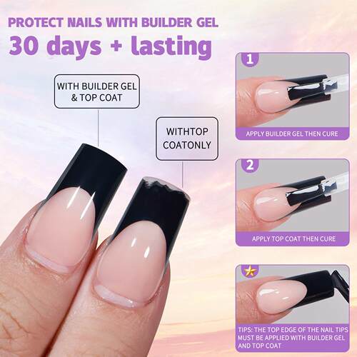 French Tip Press on Nails Medium Fake Nails Stick on Nails