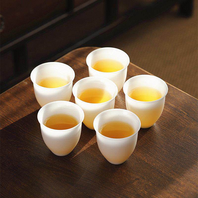 种冻玉瓷茶杯脂白6祇装喝盒茶小杯羊子专用FWB杯10个小茶杯礼冰套