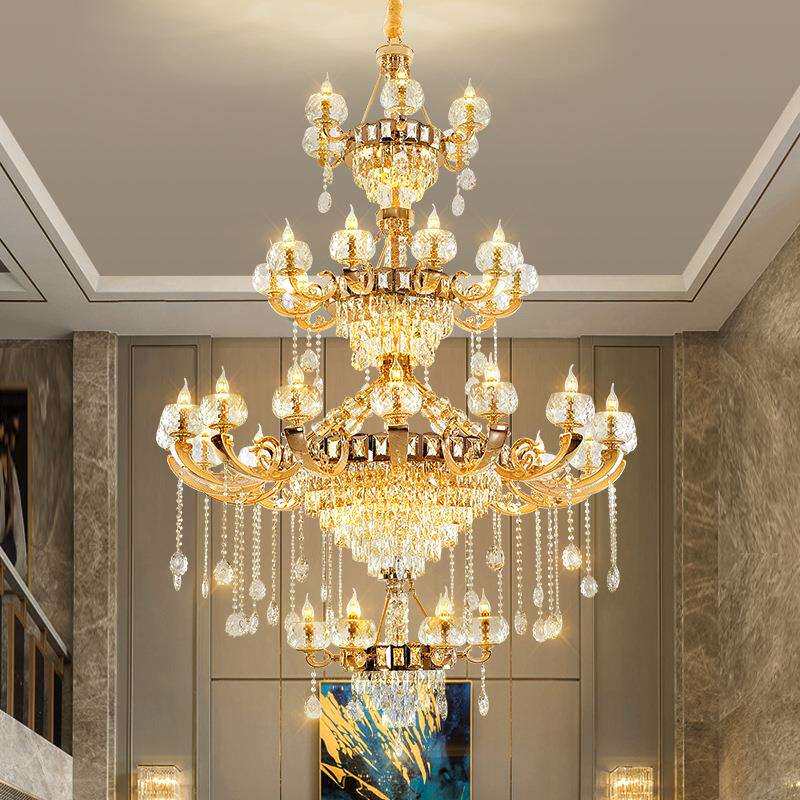 复式楼大吊灯欧式别墅挑空客厅水晶灯奢华大气酒店楼中楼大厅灯具
