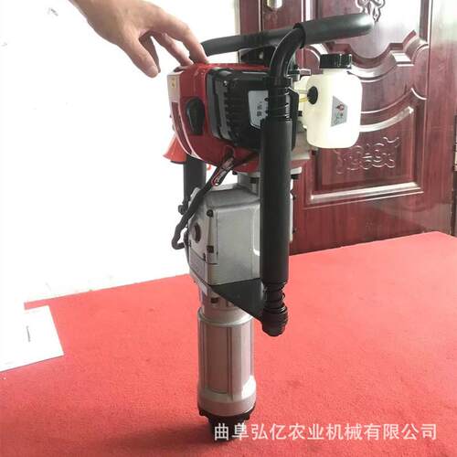 户外园林手持打桩机GX35电启动汽油植桩机角铁角钢方管木桩立桩机