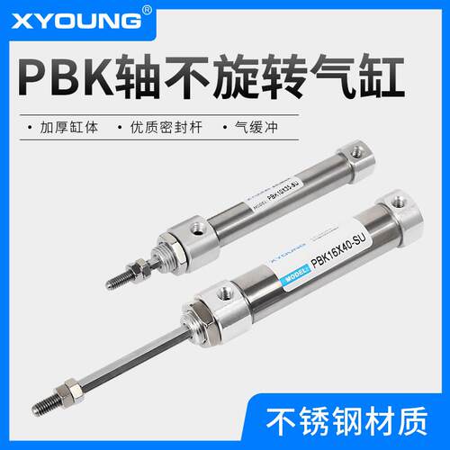 XYOUNG轴不回转不锈钢迷你气缸PBK10-20-SU六角活塞杆迷你气缸