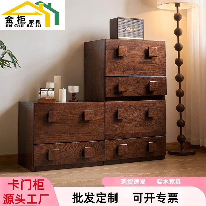 中古风红橡木卡门柜卧室家用储物柜客厅餐边柜复古靠墙组合电视柜
