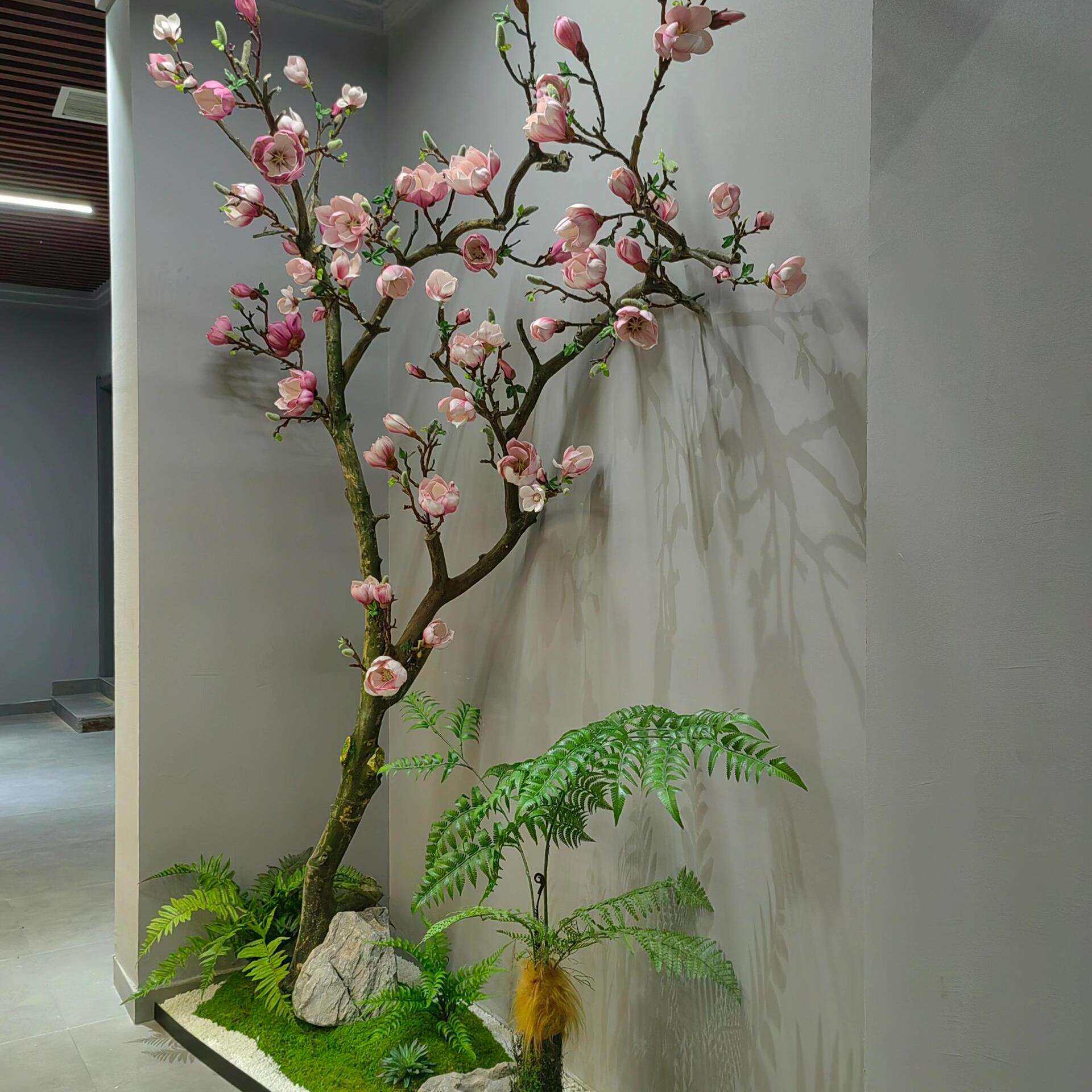 仿真玉兰花树大型落地橱窗装饰花艺软装假树室内商场摄影摆件
