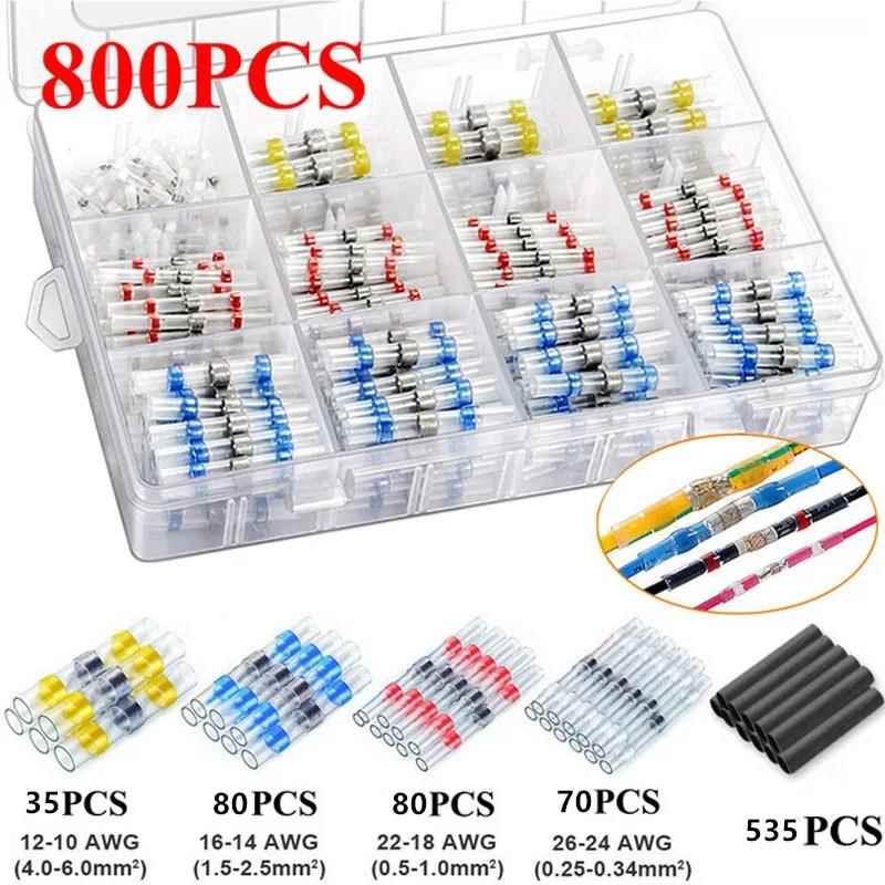 300PCS/350/500/800PCS 防水免压焊锡环热缩端子+热缩管 加热修覆