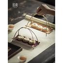 竹制两用茶点盘茶巾托竹编小提篮零食糕点托盘中式 复古风茶具配件