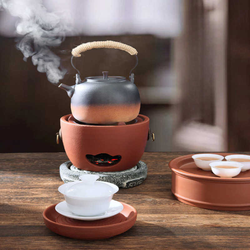 手工小炭炉红泥户外木碳炉潮汕潮州工夫陶瓷壶围炉煮茶烤火炉套装,餐饮具,茶壶,淘宝优惠券,粉丝福利购,淘宝优惠卷