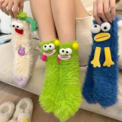 Cartoon Fluffy Socks for Women Man Cute Pattern Fuzzy Warm F