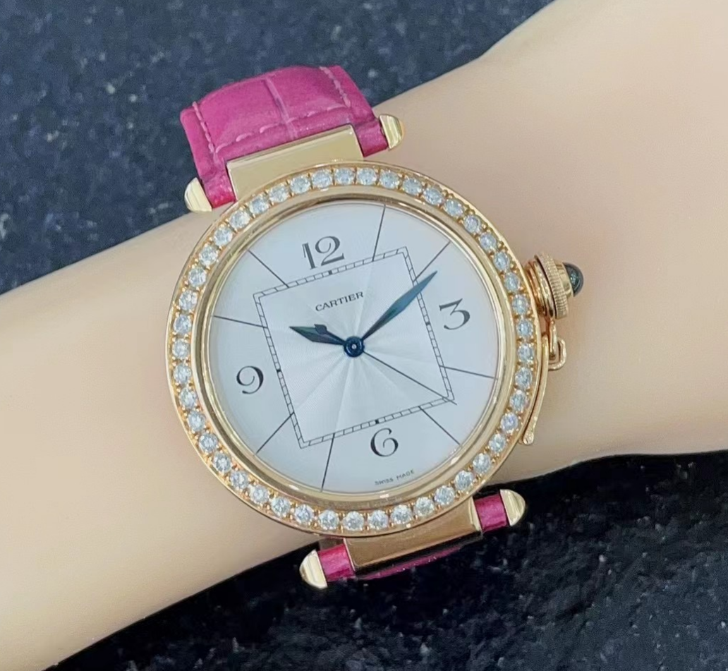 公价164000】95新42mm卡地亚帕莎W3019351玫瑰金后钻自动机械女表