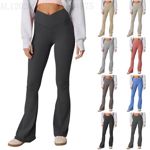 Waist cross wide leg pants, women's buttocks fitness