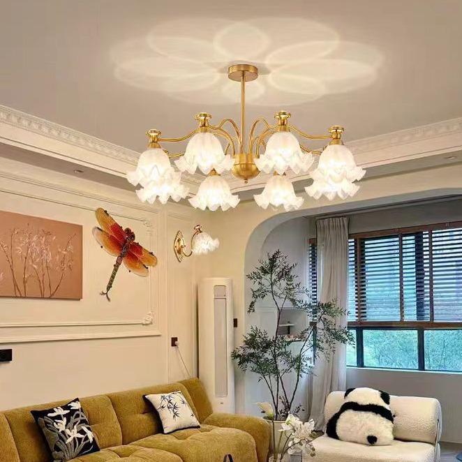 法式客厅吊灯简约现代轻奢高级餐厅灯饰美式主卧室花朵氛围灯具