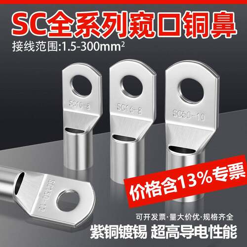 20只紫铜SC185-10/12/14/16窥口接线鼻子铜接头铜线耳接线端子