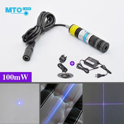 405nm100mW激光模组 蓝紫光点状激光器 一字十字线标线器 可调焦