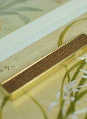 铜木镇尺实心黄铜镇纸纸压文房四宝文具书法国画用品复古国潮礼品