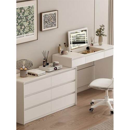 梳妆台翻转实木梳妆台抽屉柜一体化卧室现代简约小公寓梳妆台梳妆