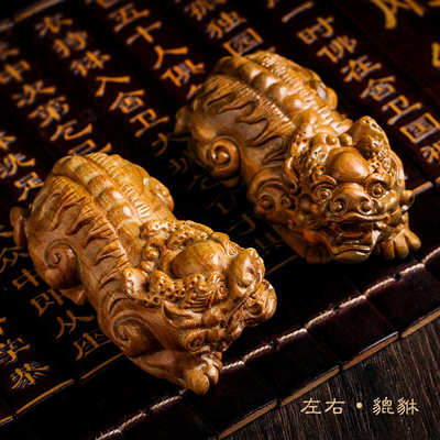绿檀木质木雕瑞兽貔貅文玩手把件男士随身把玩送礼品桌面摆件装饰