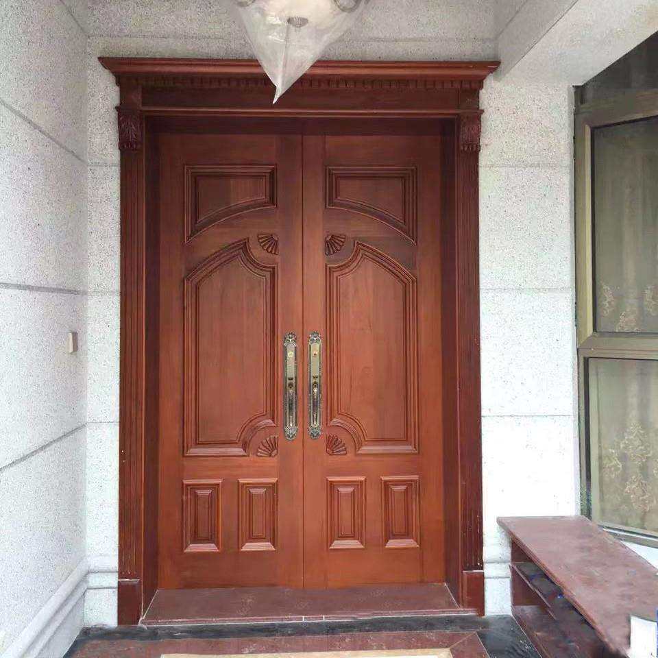 双开原木室内门缅甸柚木沙比利新中式轻奢门隔音实木门入户双开门