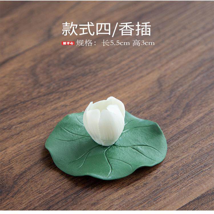 白莲花摆件陶瓷莲花供花仿真花观音佛像装饰禅意车载佛前白色荷花