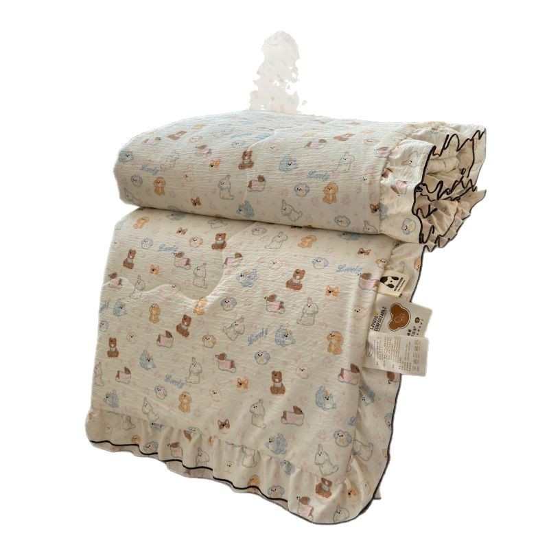 洗机皱 版纱被子韩花边木棉被夏凉被可皱夏季 空调礼品