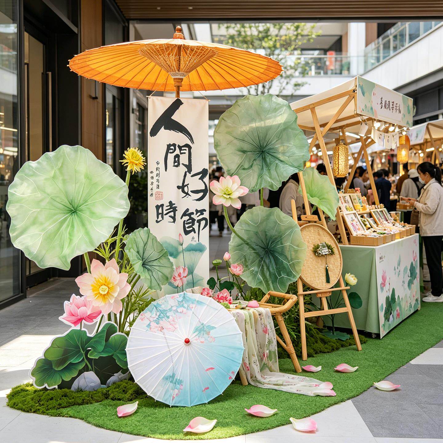 假花造景仿真荷叶荷花莲花道具摆件网红打卡装饰大型古风场景布置