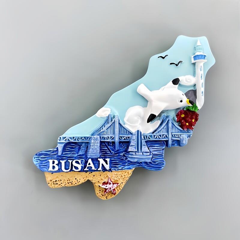 韩国釜山地标建筑广安里大桥旅游纪念手工彩绘装饰磁贴冰箱贴手信
