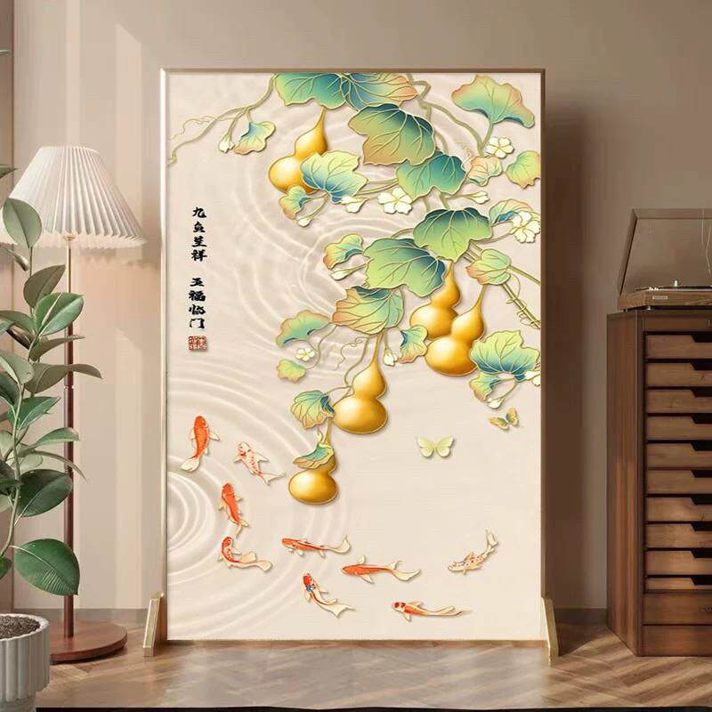 新中式定制轻奢铝合金屏风隔断客厅遮挡入户玄关办公室移动座屏