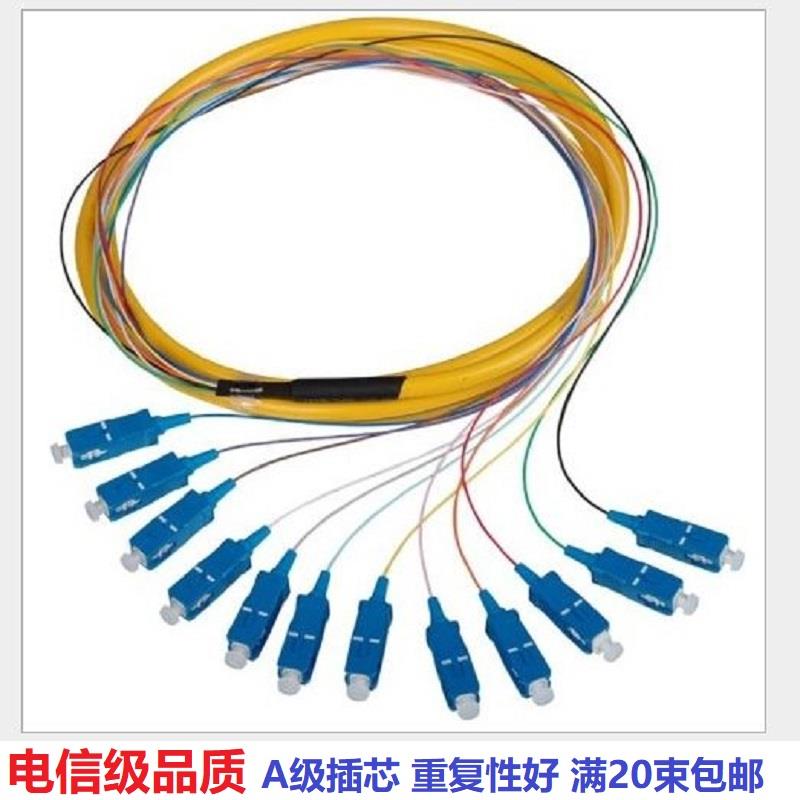 12芯束状尾纤SC方头单模光纤跳线电信级可订做FC/ST头终端盒尾纤