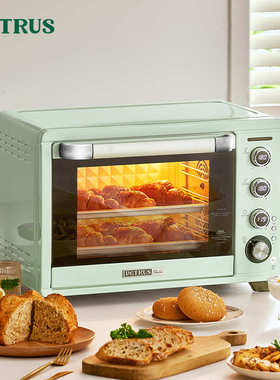 柏翠PE5400GR多功能家用电烤箱家庭烘焙38升大容量小型不沾油烤箱